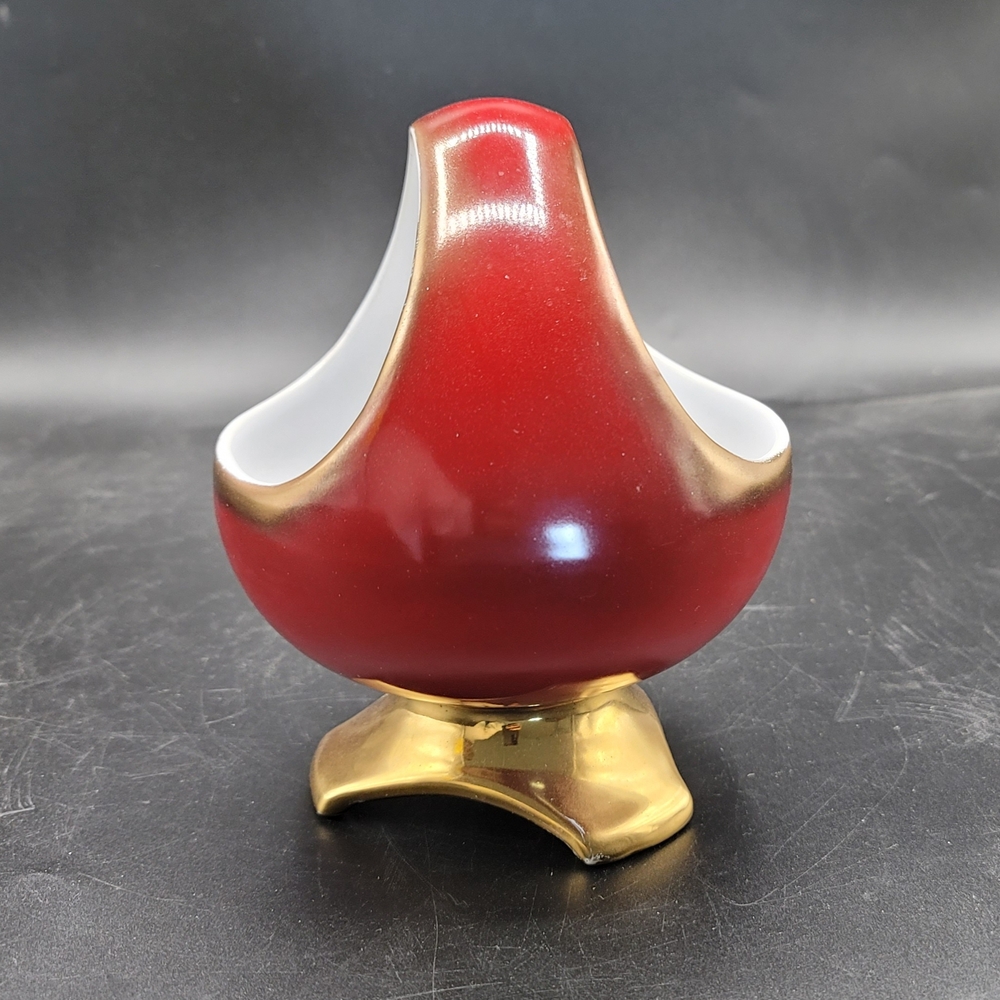 Vintage Golden Crown E&R Ebeling & Reuss Vienna Austria Red/Gold Vase Bowl